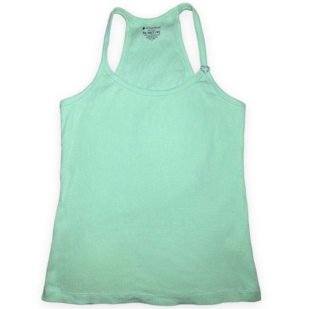 Rhinestone Heart Lime Green  Cotton Tank Top Shirt